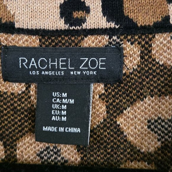 Rachel Zoe NWT Leopard Full Zip Mockneck Cardigan Sweater Jacket Size M - Picture 10 of 11
